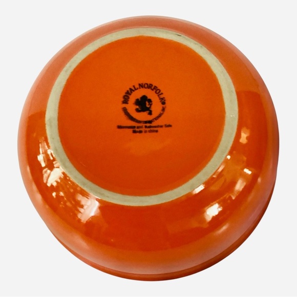 Royal Norfolk Cereal Salad Soup 6” Bowl Orange Stoneware Dish - Picture 4 of 5